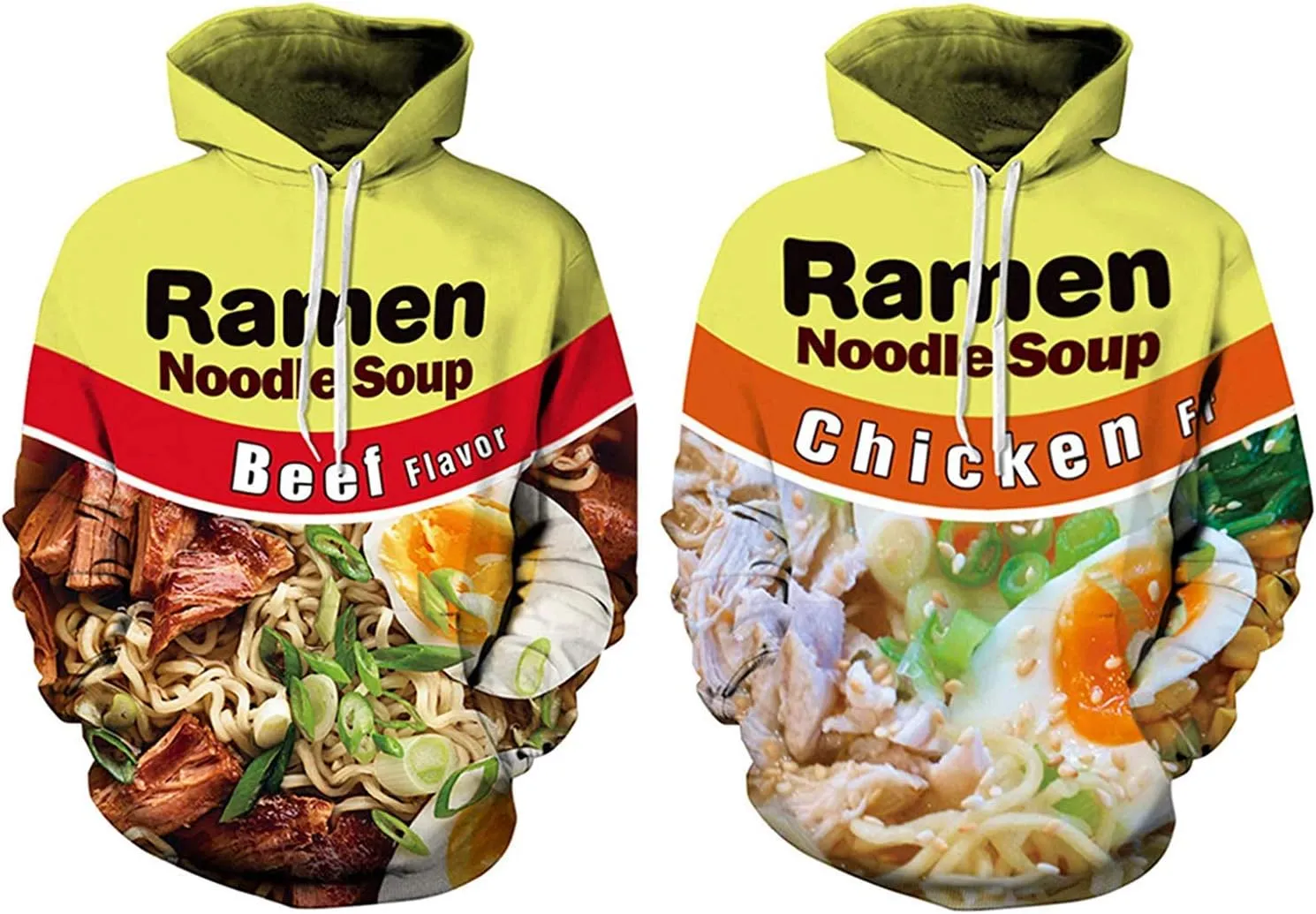 Keasmto 3D Ramen Chicken Noodle Soup Hoodie Beef Sweatshirt For Men Women Cotton Cute