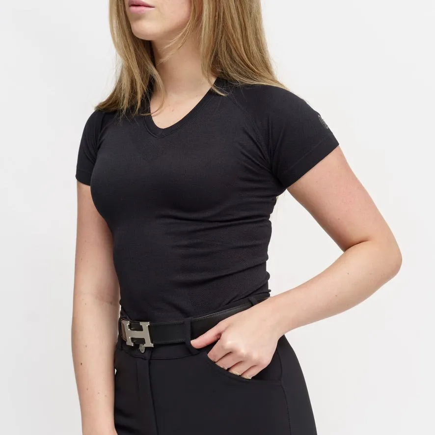 Kennedy Seamless 2.0 V Neck Short Sleeve - Classic Black - Ladies