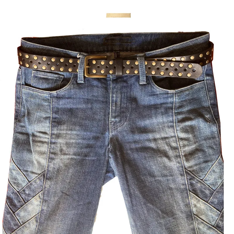 Kim White Skinny Studded Belt - Black