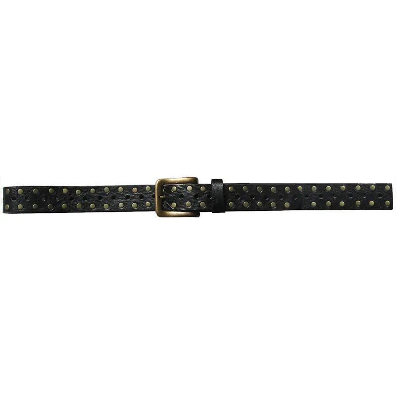 Kim White Skinny Studded Belt - Black