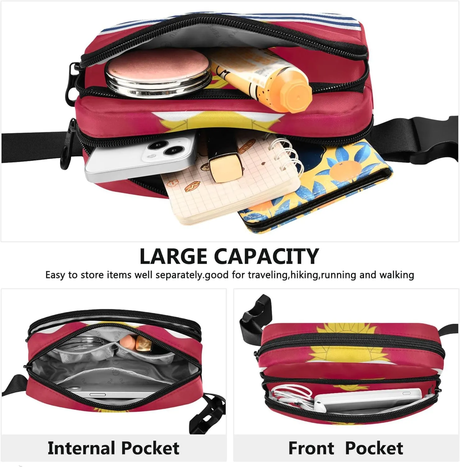 Kiribati Flag Womens Fanny Pack Hip Pack Belt Pouch Waterproof Cartoon Waist Pouch for Women