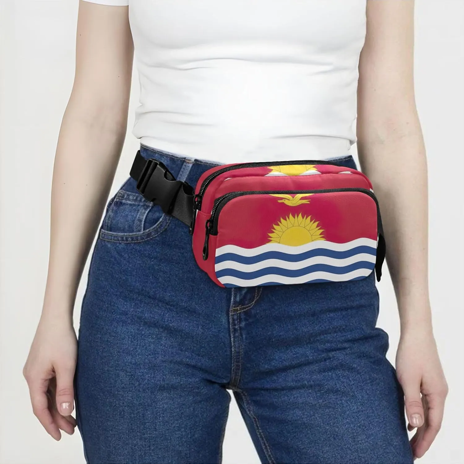 Kiribati Flag Womens Fanny Pack Hip Pack Belt Pouch Waterproof Cartoon Waist Pouch for Women