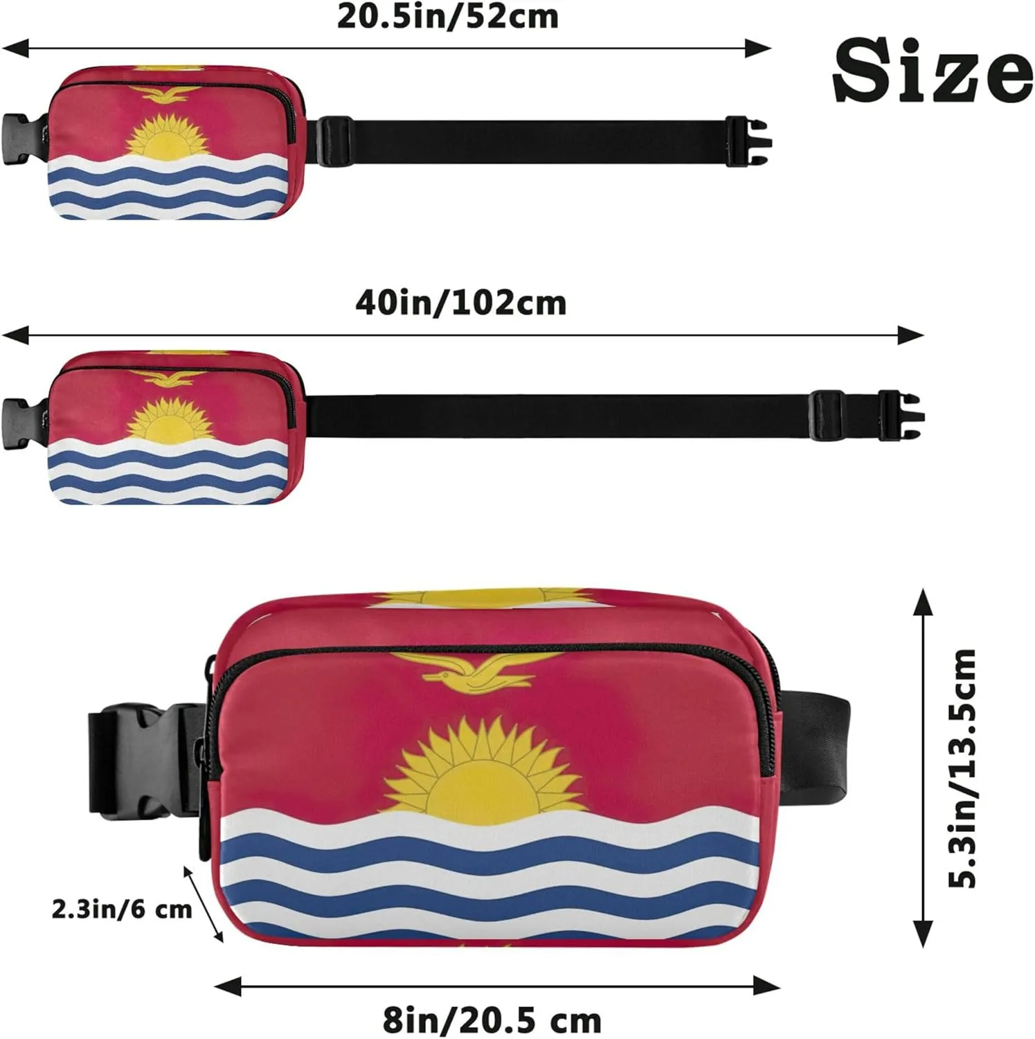 Kiribati Flag Womens Fanny Pack Hip Pack Belt Pouch Waterproof Cartoon Waist Pouch for Women