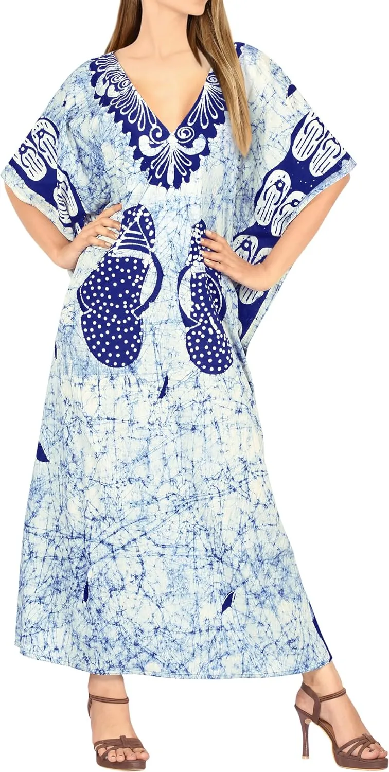 LA LEELA Women's Kaftan Maxi Loungewear Dress