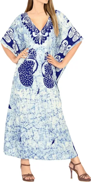 LA LEELA Women's Kaftan Maxi Loungewear Dress