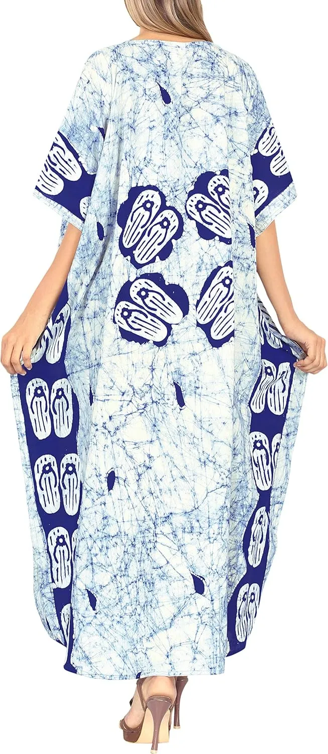 LA LEELA Women's Kaftan Maxi Loungewear Dress