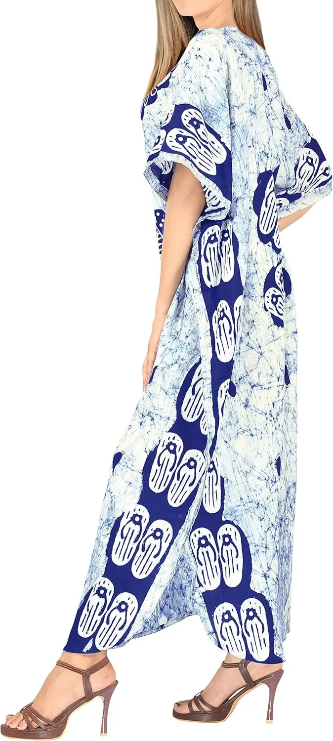 LA LEELA Women's Kaftan Maxi Loungewear Dress