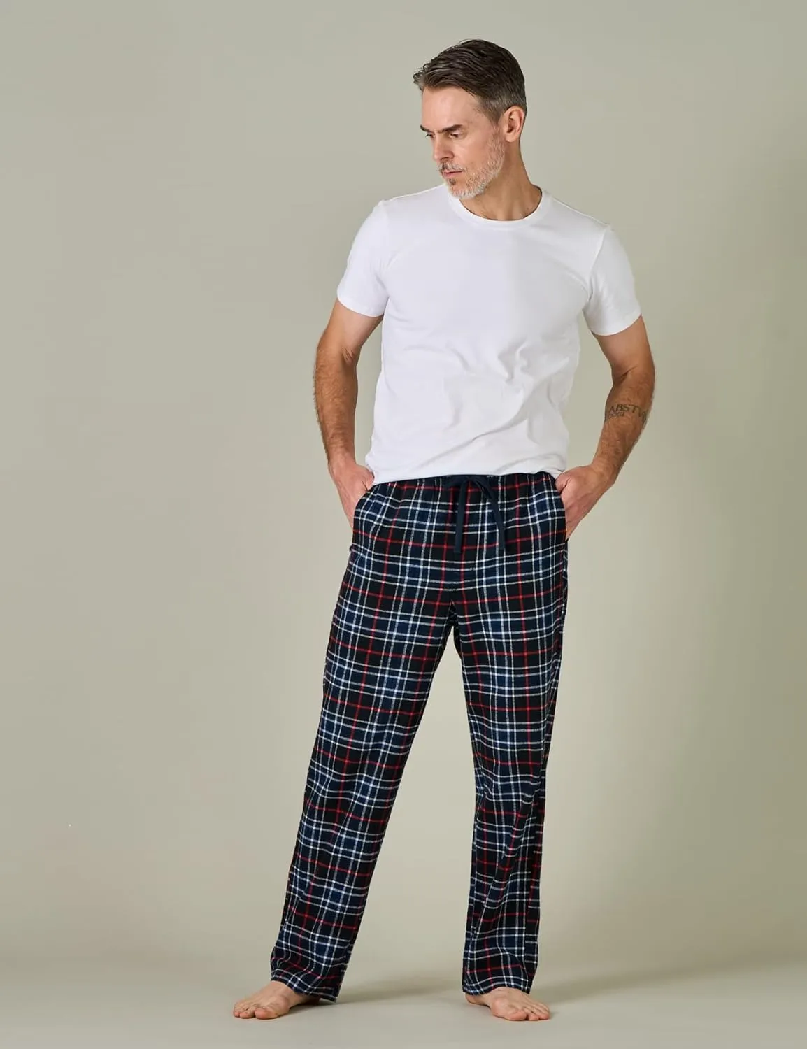 LAPASA Men's Pajama Pants Cotton Flannel Plaid Lounge Fleece Warm Sleepwear Pants PJ Bottoms Drawstring and Pockets M39/M128