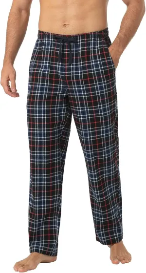 LAPASA Men's Pajama Pants Cotton Flannel Plaid Lounge Fleece Warm Sleepwear Pants PJ Bottoms Drawstring and Pockets M39/M128