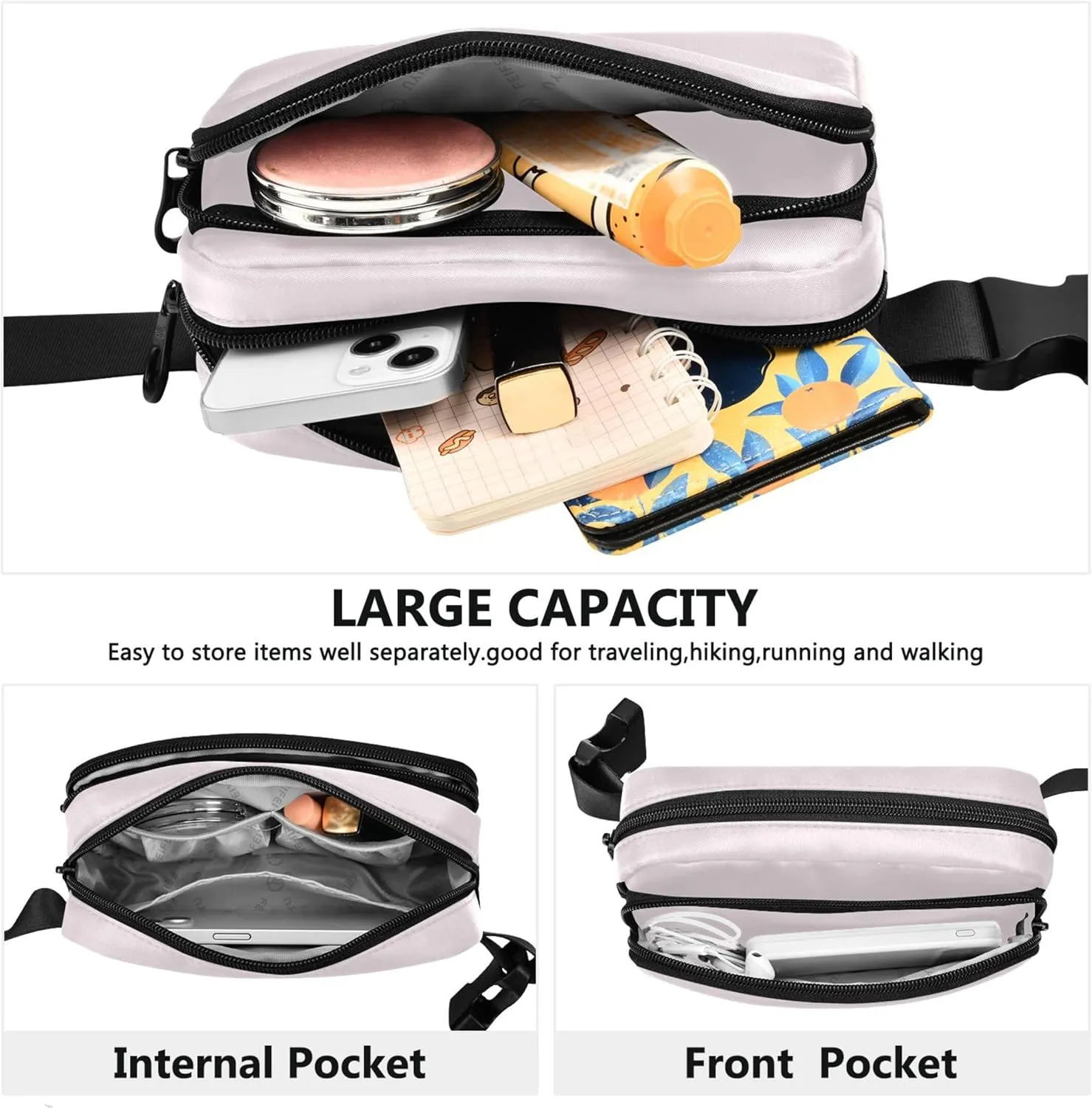 Lavender Blush Women Fanny Packs Belt Bags Hip Pack Waterproof Trendy Travel Waist Pouch