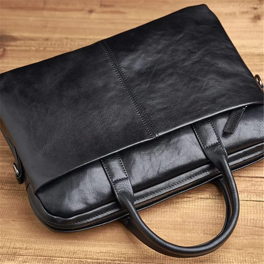 Leather Briefcase Men Bag Business Handbag Male Laptop Shoulder Bags Black Briefcase