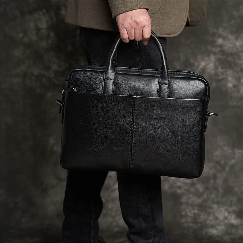 Leather Briefcase Men Bag Business Handbag Male Laptop Shoulder Bags Black Briefcase