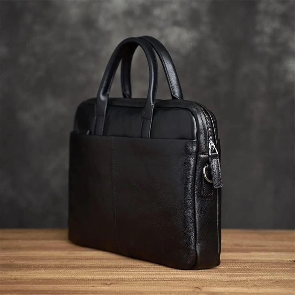 Leather Briefcase Men Bag Business Handbag Male Laptop Shoulder Bags Black Briefcase