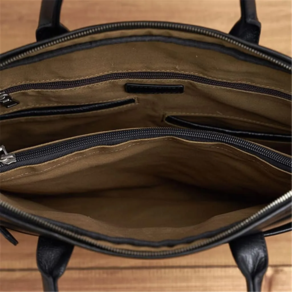 Leather Briefcase Men Bag Business Handbag Male Laptop Shoulder Bags Black Briefcase