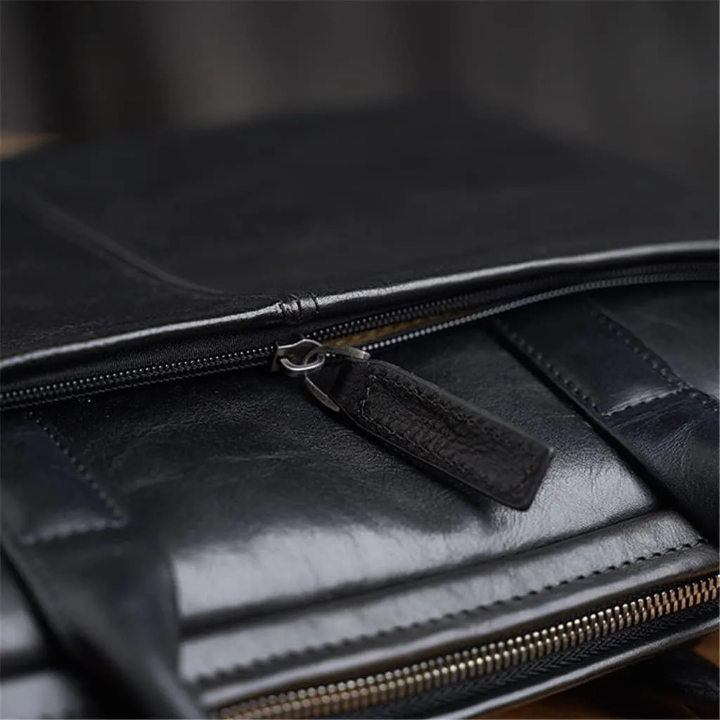 Leather Briefcase Men Bag Business Handbag Male Laptop Shoulder Bags Black Briefcase