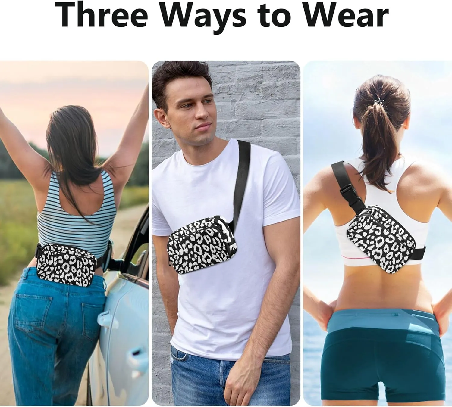 Leopard Fanny Pack for Women Funny Hip Bag Belt Purse Waterproof Travel Waist Pouch