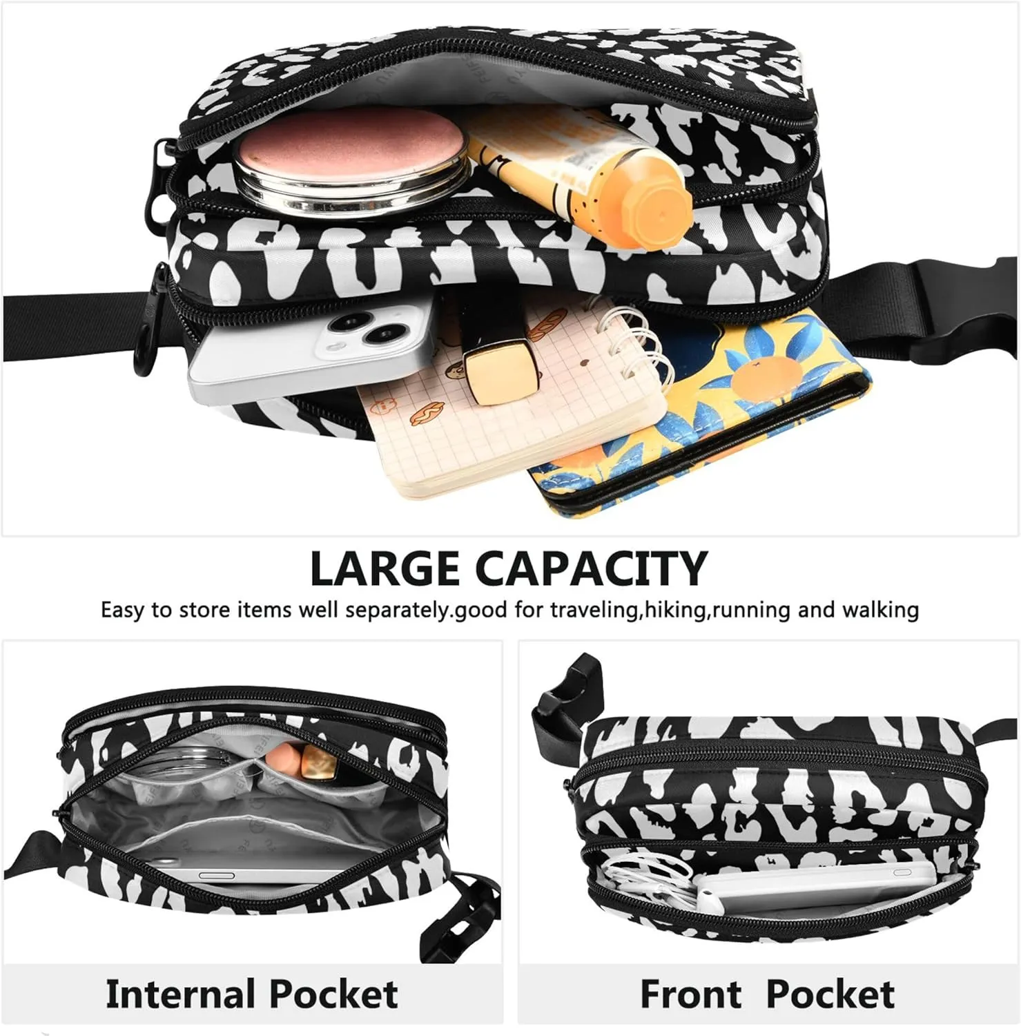 Leopard Fanny Pack for Women Funny Hip Bag Belt Purse Waterproof Travel Waist Pouch