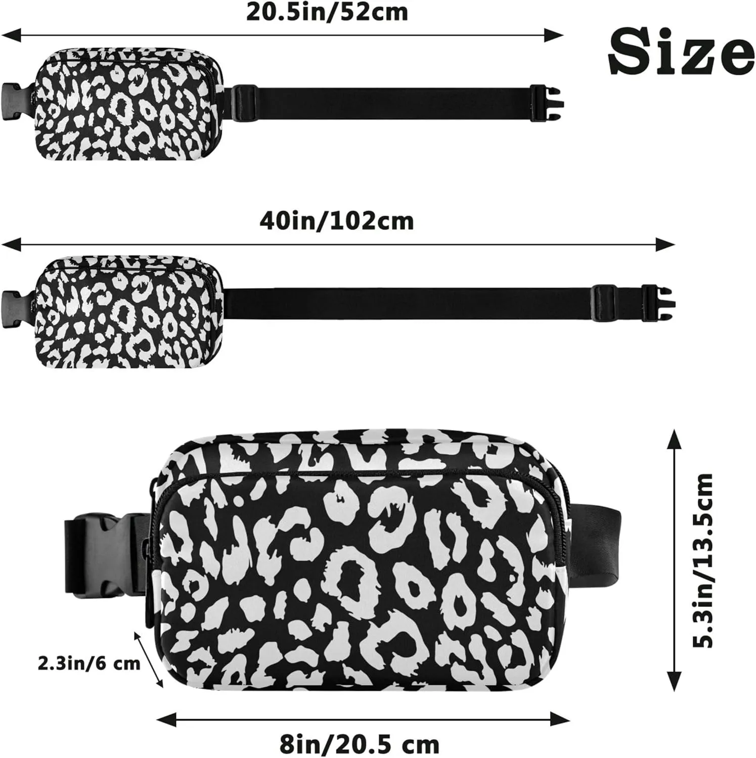 Leopard Fanny Pack for Women Funny Hip Bag Belt Purse Waterproof Travel Waist Pouch