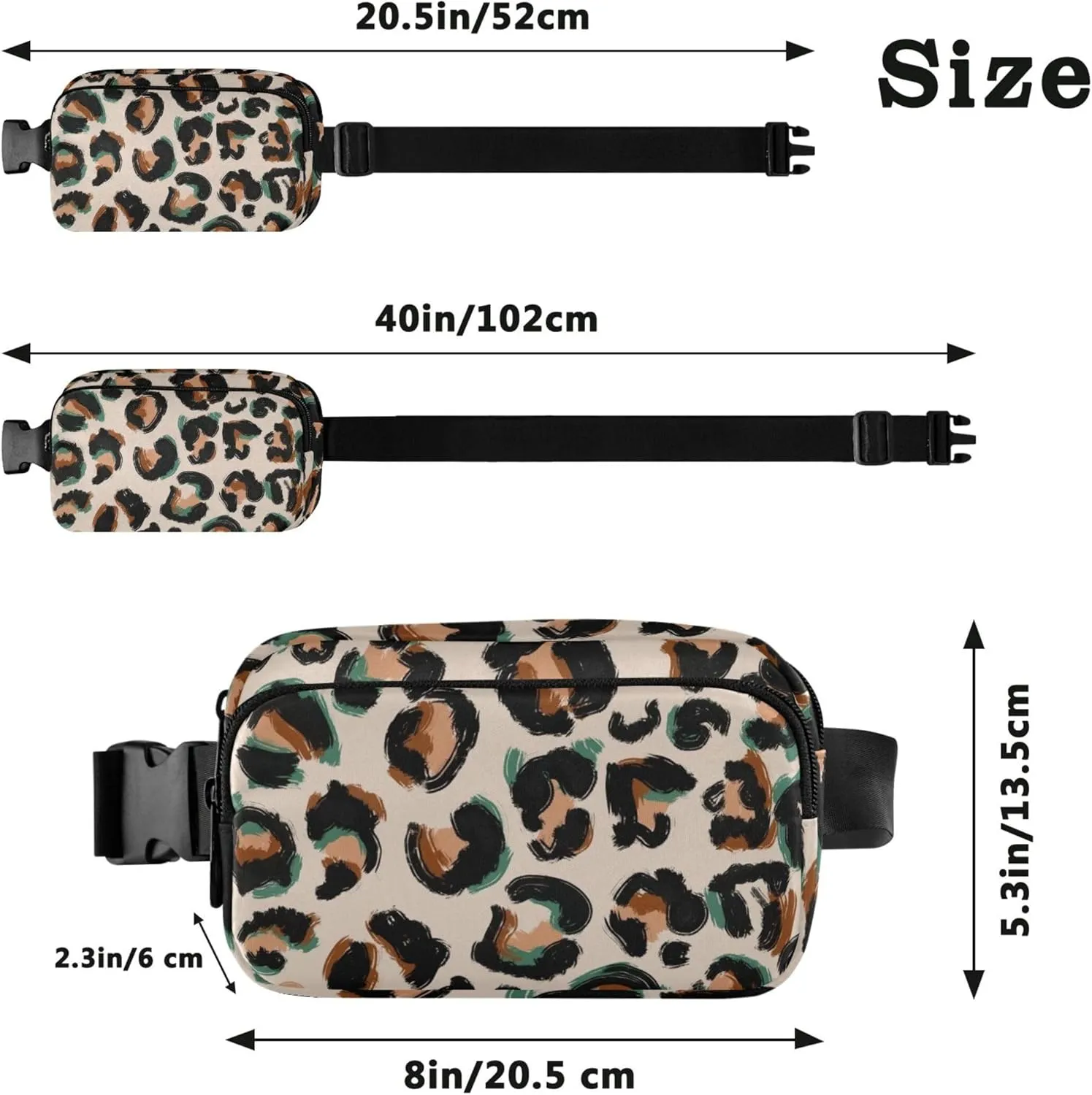Leopard Print Waterproof Womens Fanny Pack Hip Pouch Belt Bag Bright Colored Waist Bag for Women