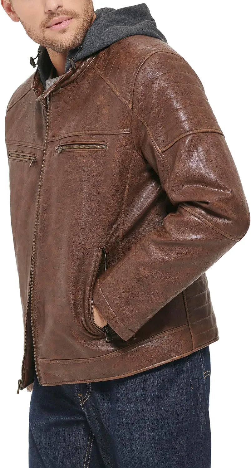 Levi's mens Faux Leather Racer Jacket