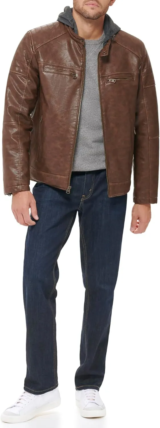 Levi's mens Faux Leather Racer Jacket