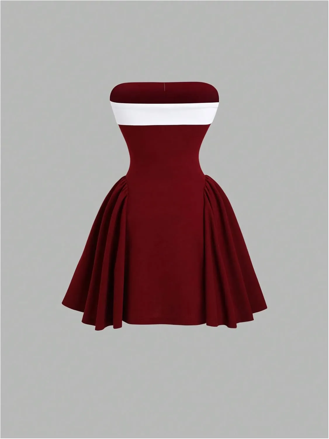 MakeMeChic Women's Bow Strapless Tube Dress Backless Ruffle A Line Flare Mini Dresses