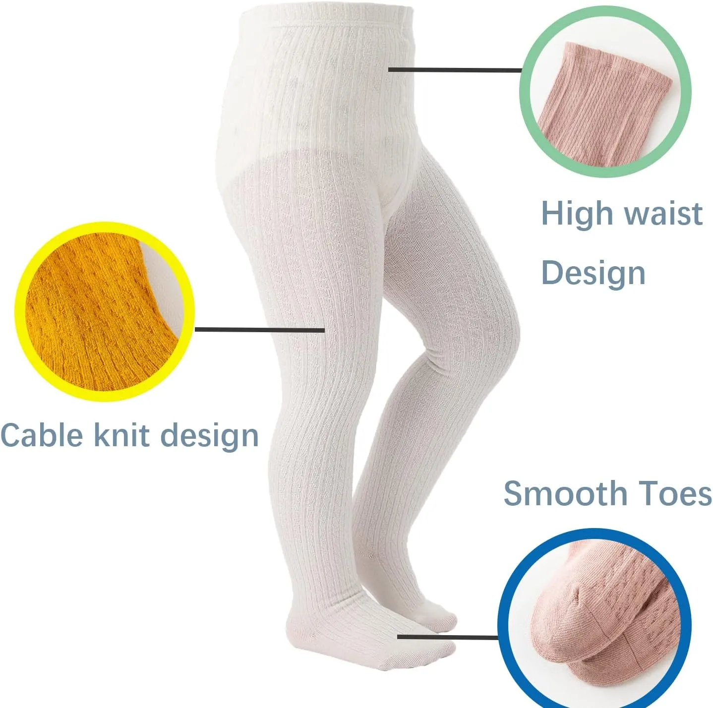 Marchare Baby Girls Tights Cable Knit Solid Leggings Winter Warm Stockings For Toddler Girls 2/3 Pack 2-10 Years