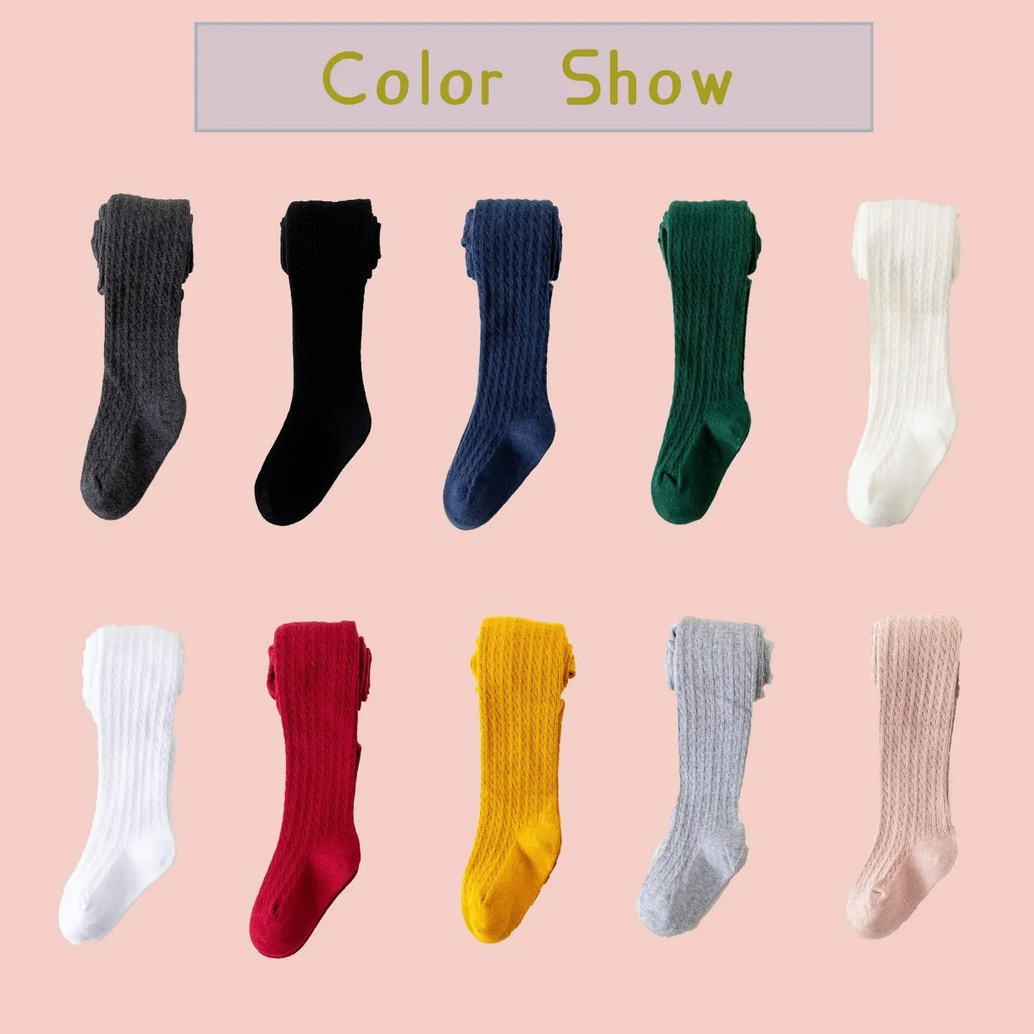 Marchare Baby Girls Tights Cable Knit Solid Leggings Winter Warm Stockings For Toddler Girls 2/3 Pack 2-10 Years