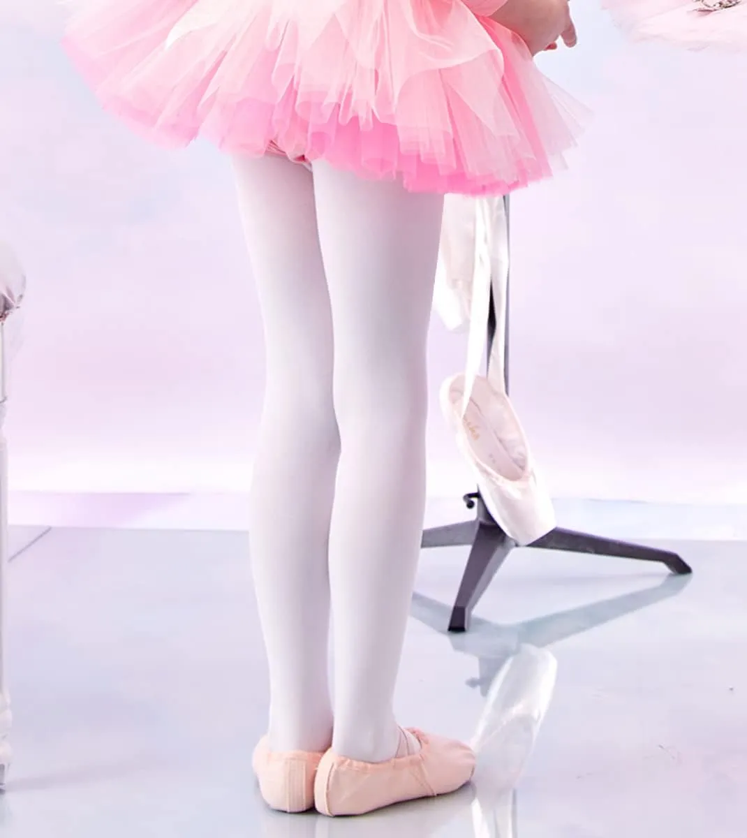 MdnMd Ultra Soft Girls Ballet Dance Tights Footed Ballet Stockings for Toddler Kids