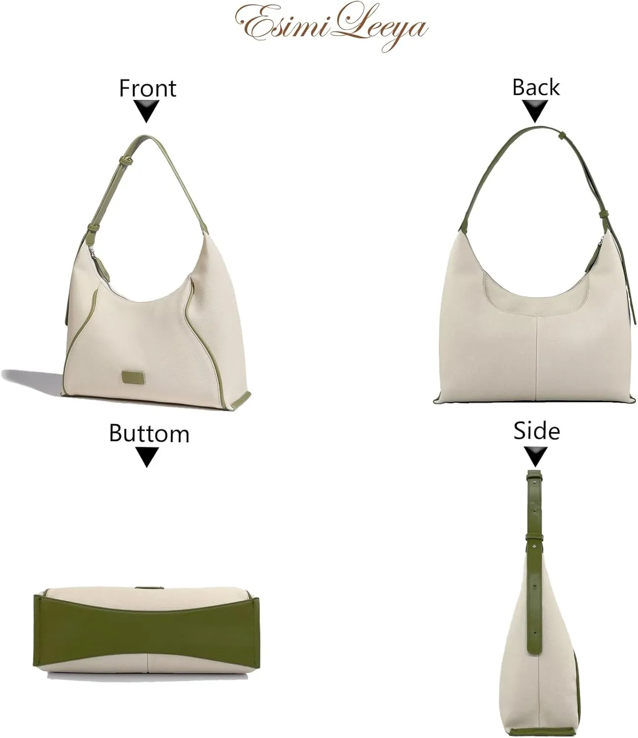 Medium Hobo Purses for Women Contrast Color Canvas Design Women's Shoulder Bags