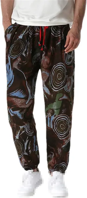 Men's African Print Harem Pants Bohoyoga Drop Crotch Jogging Sweatpants Hip Hop Trousers