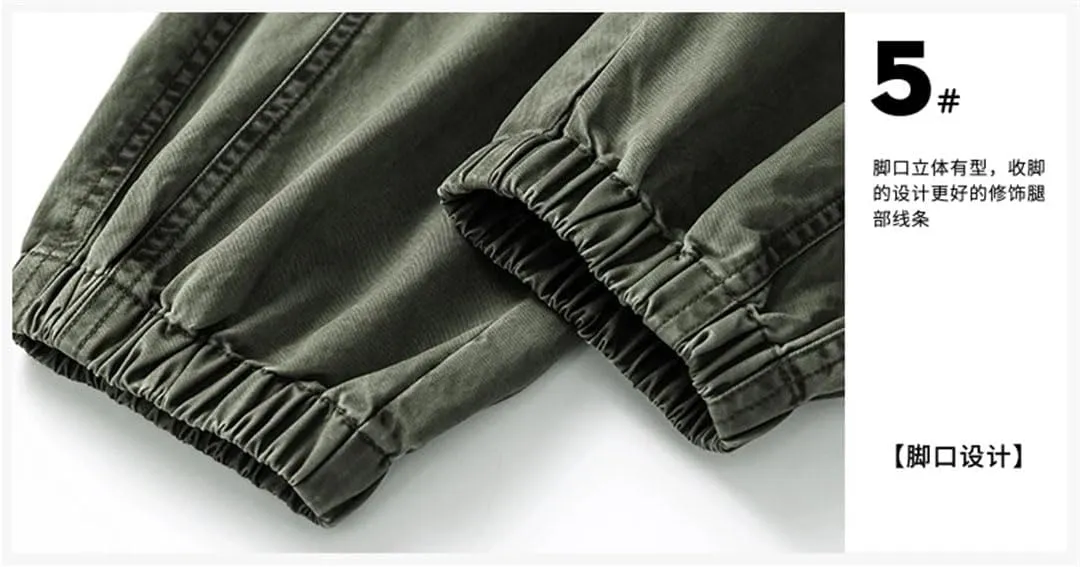 Men's ArmyEN8 Pants Summer Vintage Cotton Trousers Loose Korean Harem Pantalones Cargo Pants