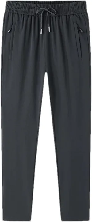 Men's Drawstring Straight Bloomers Trousers with Zipper Pockets Elastic Waisted Casual Harem Pants