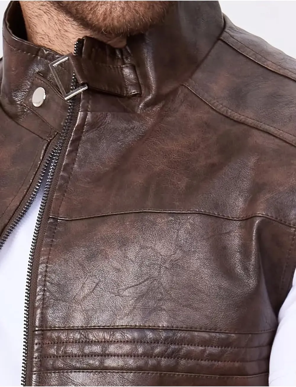 Men's Faux Leather Suit Vest Casual Western Vest Jacket Sleeveless Motorcycle Biker Vest Dress Waistcoats
