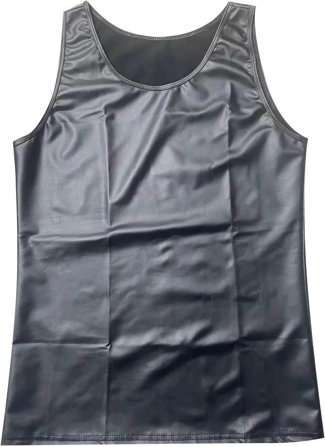 Men's Faux Leather Vest UndershirtRound Neck Sleeveless Shirt Tank Top Waistcoats Nightclub Party Clubwear Costumes