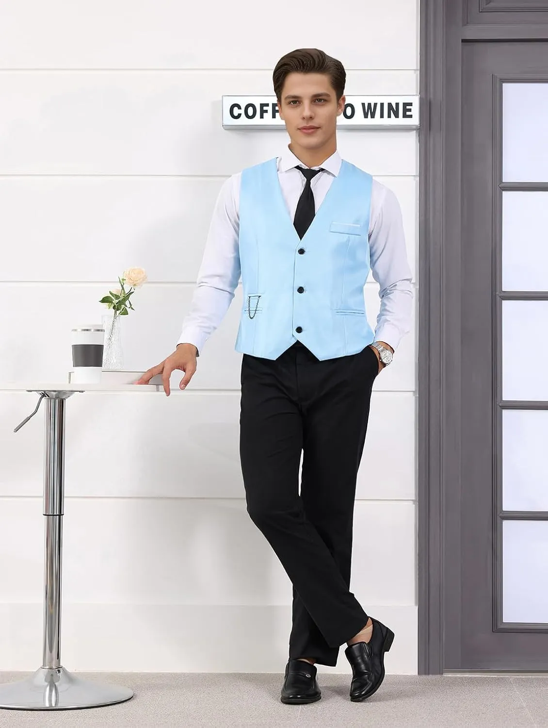 Men's Formal Dress Vest Business Slim Fit Sleeveless Tuxedo Suit Vest Waistcoat