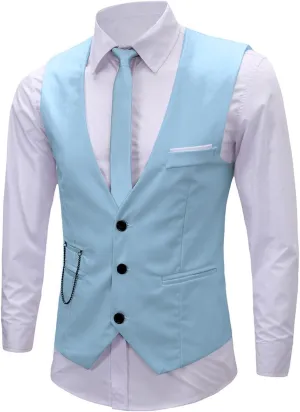Men's Formal Dress Vest Business Slim Fit Sleeveless Tuxedo Suit Vest Waistcoat