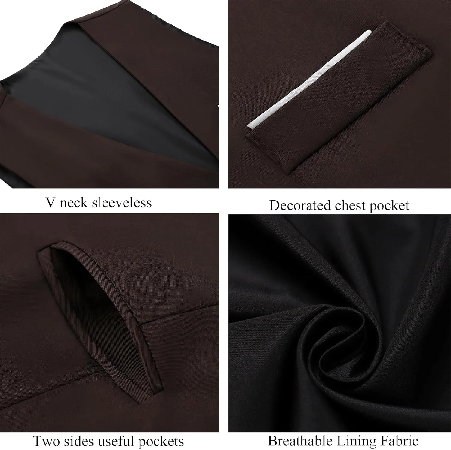 Men's Formal Dress Vest Business Slim Fit Sleeveless Tuxedo Suit Vest Waistcoat
