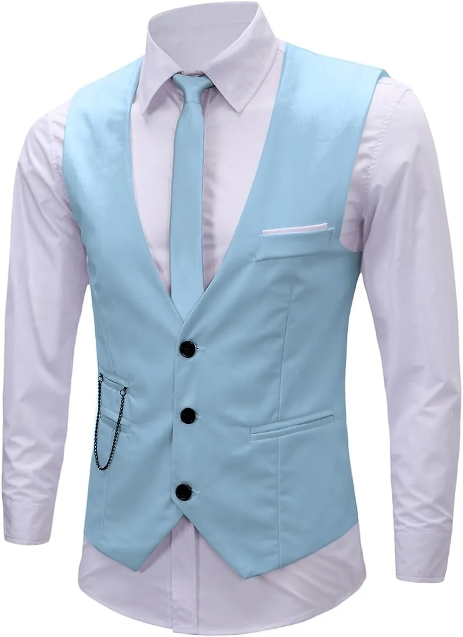 Men's Formal Dress Vest Business Slim Fit Sleeveless Tuxedo Suit Vest Waistcoat