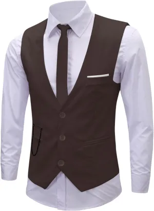 Men's Formal Dress Vest Business Slim Fit Sleeveless Tuxedo Suit Vest Waistcoat