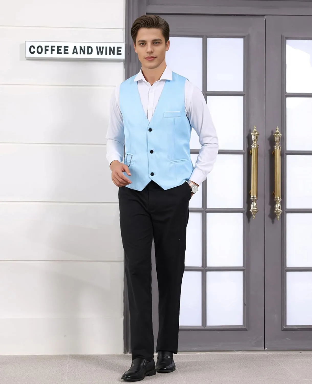 Men's Formal Dress Vest Business Slim Fit Sleeveless Tuxedo Suit Vest Waistcoat