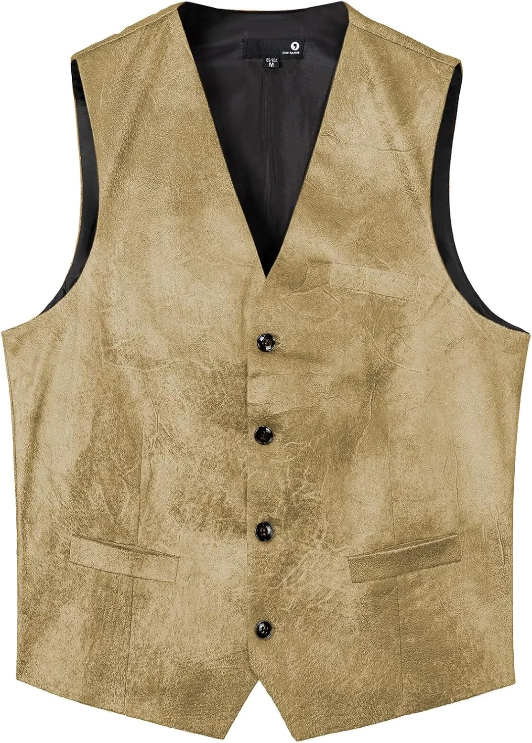 Men's Leather Suit Vest Casual Western Vest Jacket V-Neck Dress Vest Waistcoats
