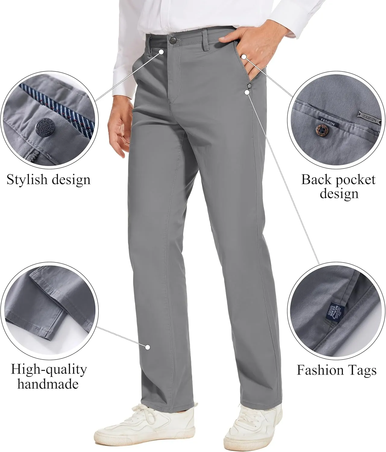 Men's Slim-Fit Stretch Cotton Fashion Tapered Casual Chino Pants
