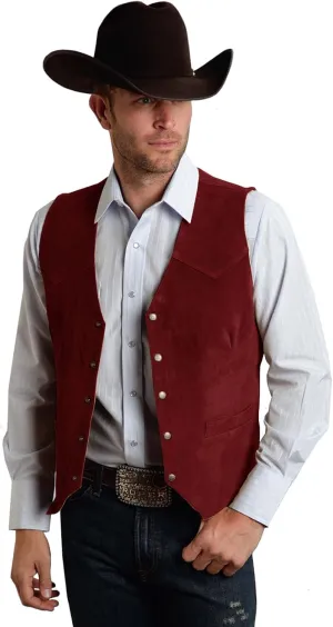 Men's Suede Leather Vest Vintage Cowboy Style Sleeveless Jacket Slim Fit Wedding Waistcoats