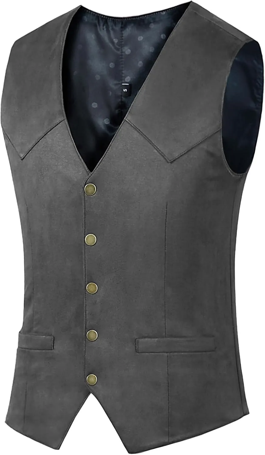 Men's Suede Leather Vest Vintage Cowboy Style Sleeveless Jacket Slim Fit Wedding Waistcoats