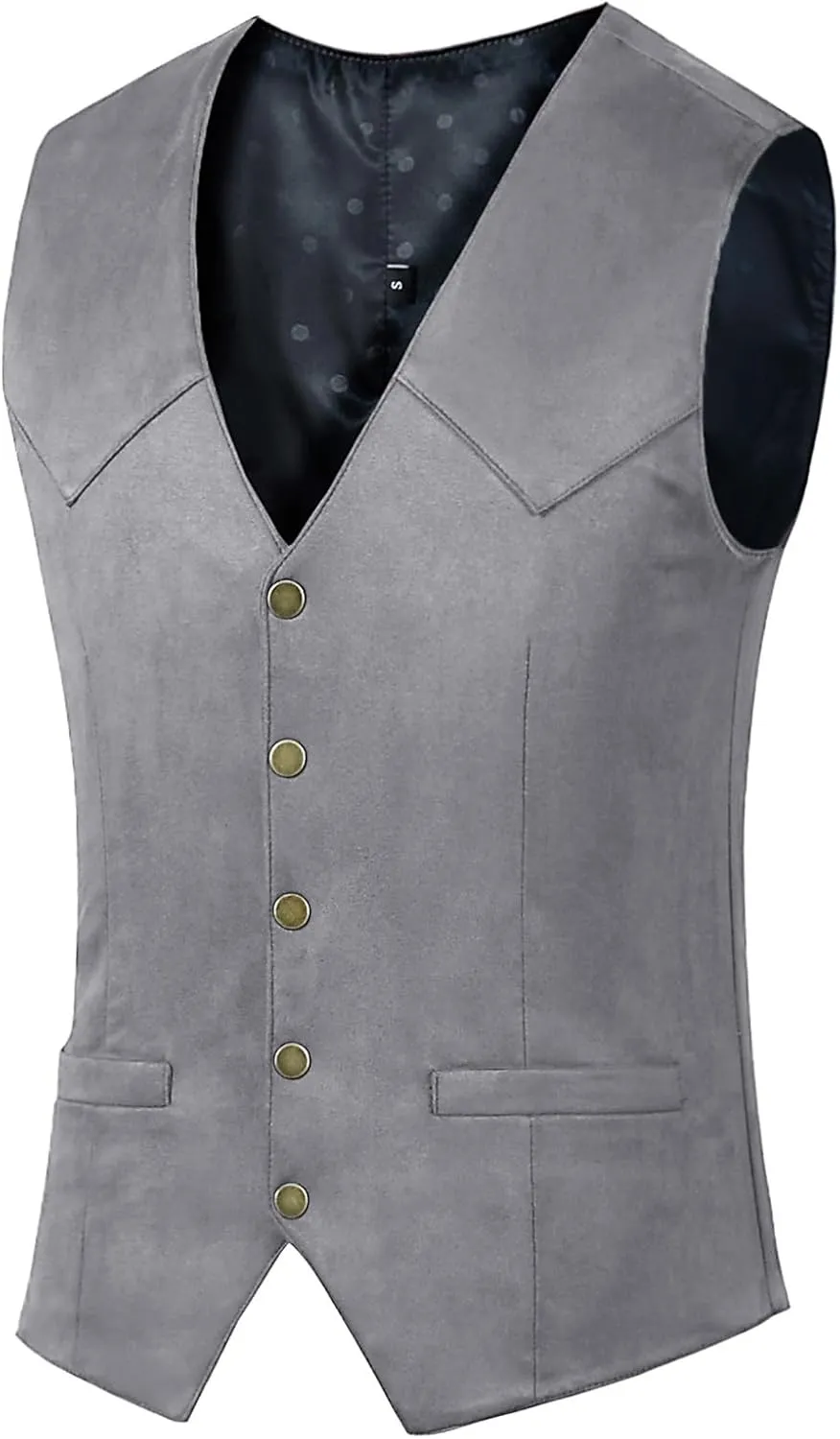 Men's Suede Leather Vest Vintage Cowboy Style Sleeveless Jacket Slim Fit Wedding Waistcoats
