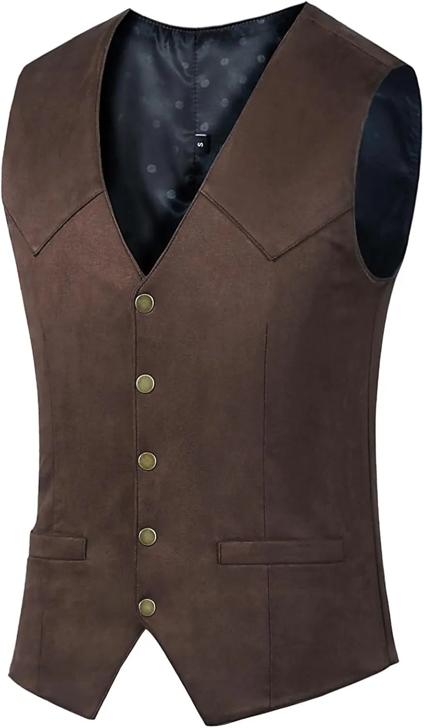 Men's Suede Leather Vest Vintage Cowboy Style Sleeveless Jacket Slim Fit Wedding Waistcoats
