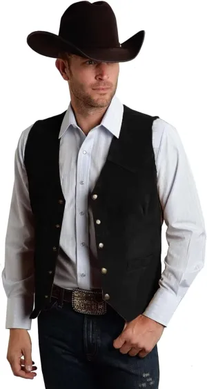 Men's Suede Leather Vest Vintage Cowboy Style Sleeveless Jacket Slim Fit Wedding Waistcoats