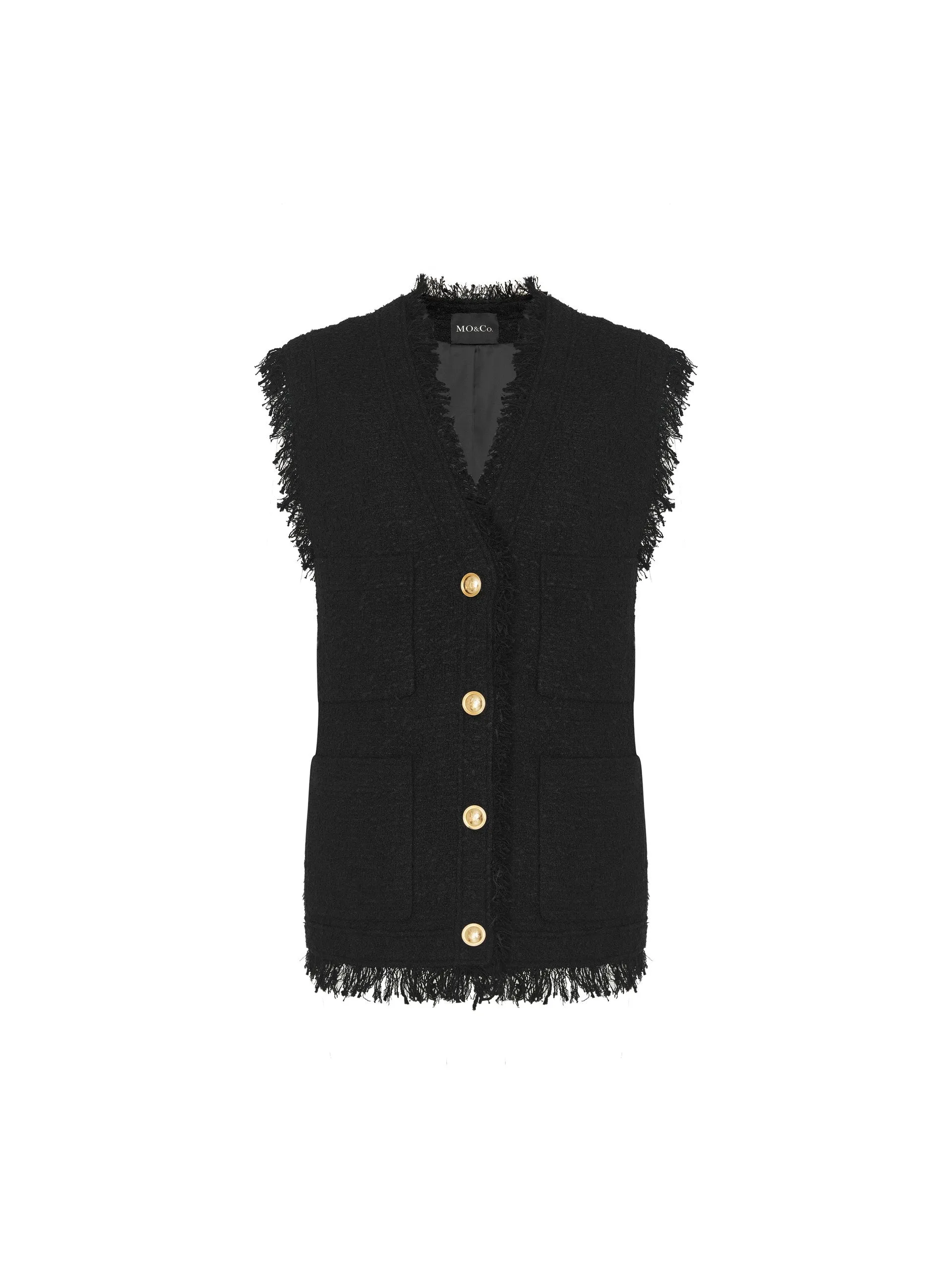 Metal Button Raw Trim Waistcoat