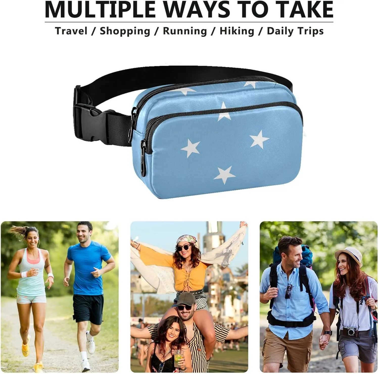 Micronesia Flag Womens Fanny Pack Waterproof Hip Pack Belt Pouch Colorful Waist Pack for Women